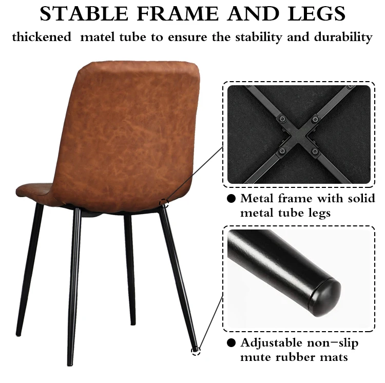 Popular dining room furniture modern fabric PU leather dining chairs with metal legs