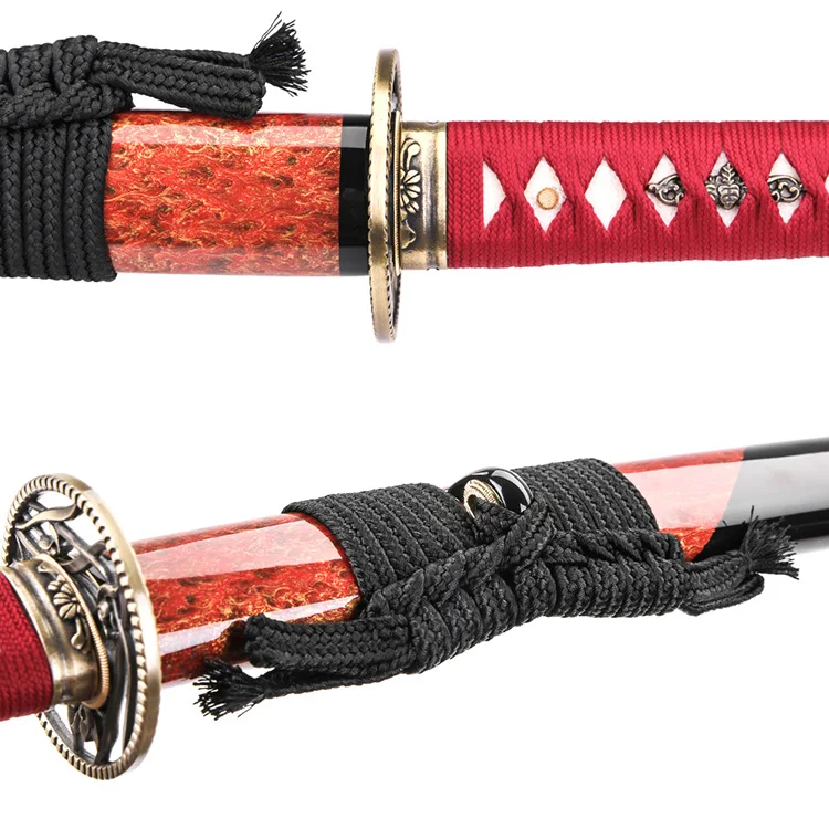 Attractive Design Red Handle Sword Hand Forged Japanese Samurai Ninja Toy Swords