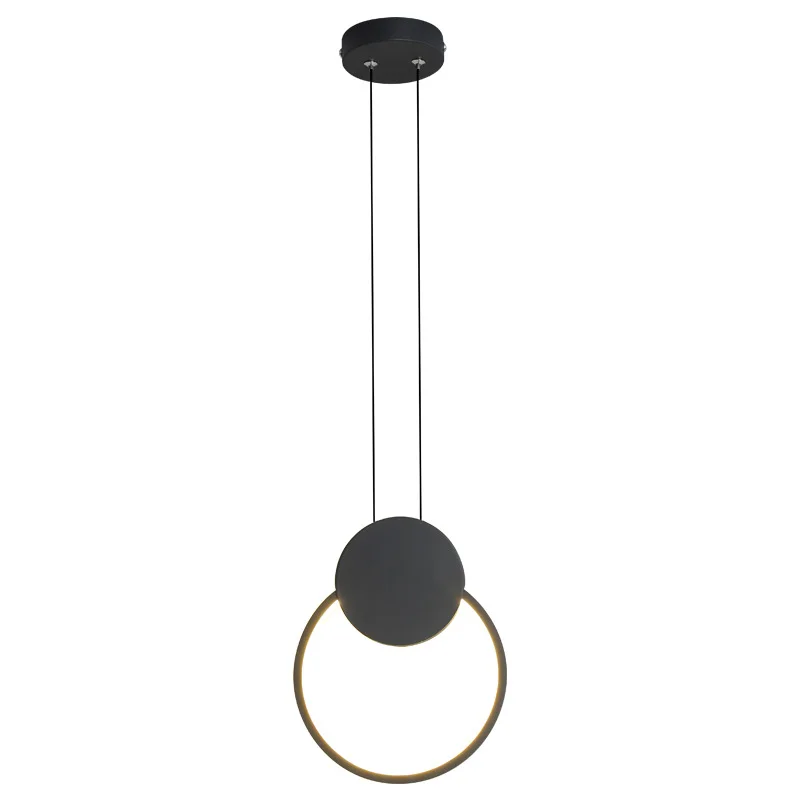 creative glass ball pendant light for living room nordic Minimalist Classic Black Metal Round Ring LED chandeliers