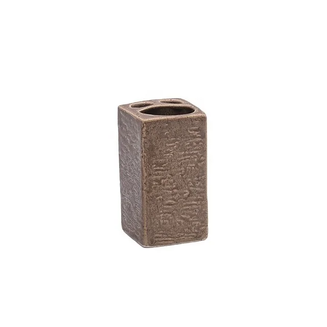 Factory  Price Eco-friendly Custom Ceramic Bathroom Product Vintage Glazed Square Porcelain Bath Accessories Set