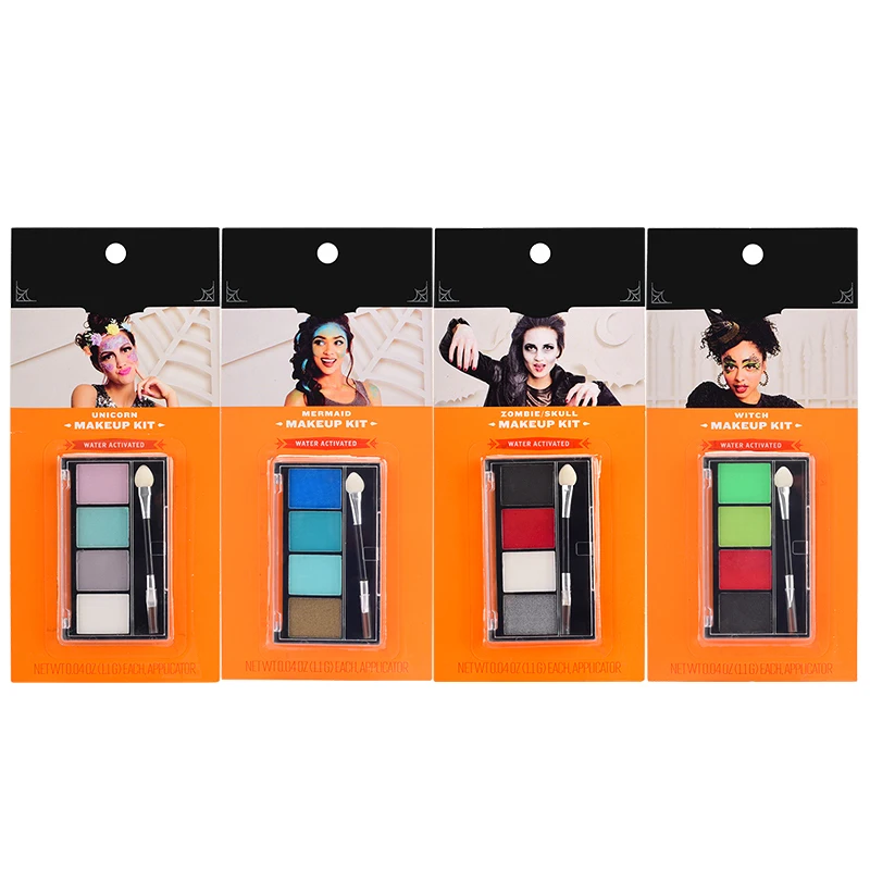 Cheap Manufacture Professional  4 colors Water based Vegan Halloween Costume Makeup Kid Body Nude glitter Set Face Paint Palette