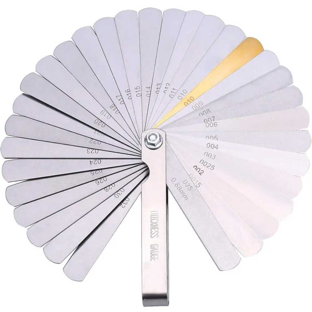 Stainless Steel Feeler Gauge Dual Marked Metric and Imperial Gap Measuring Tool (0.04-0.88 mm,32 Blades)