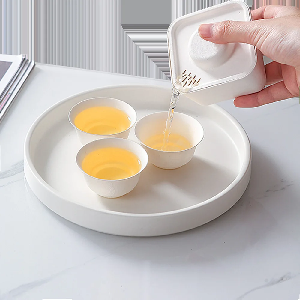 Tea Box Disposable Tea Set Travel Bagasse Paper Biodegradable Compostable Sugarcane Tea Pot