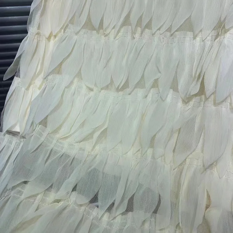 New 2023 Autumn Long Skirts High Quality Ladies Allover Flower Deco Casual Long Beige Black Elegant Long Party Skirts Clothes