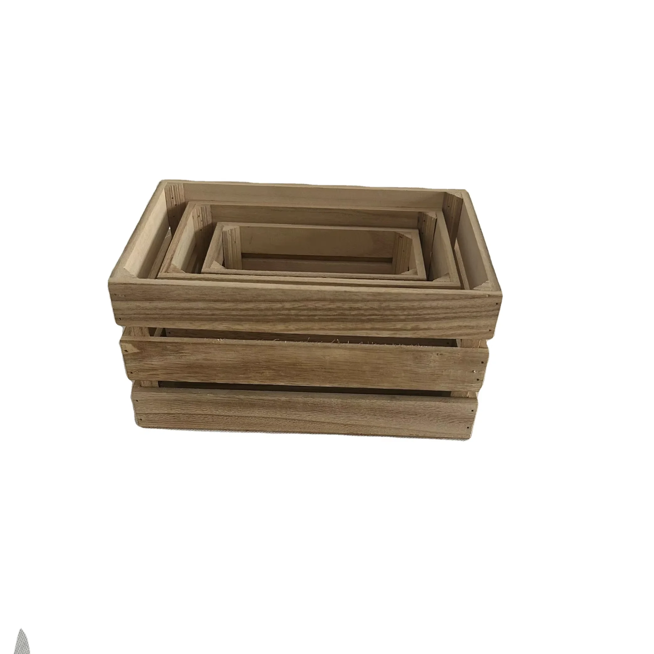 Custom rustic wood nesting storage box wooden box packaging wooden crafts crate boxes
