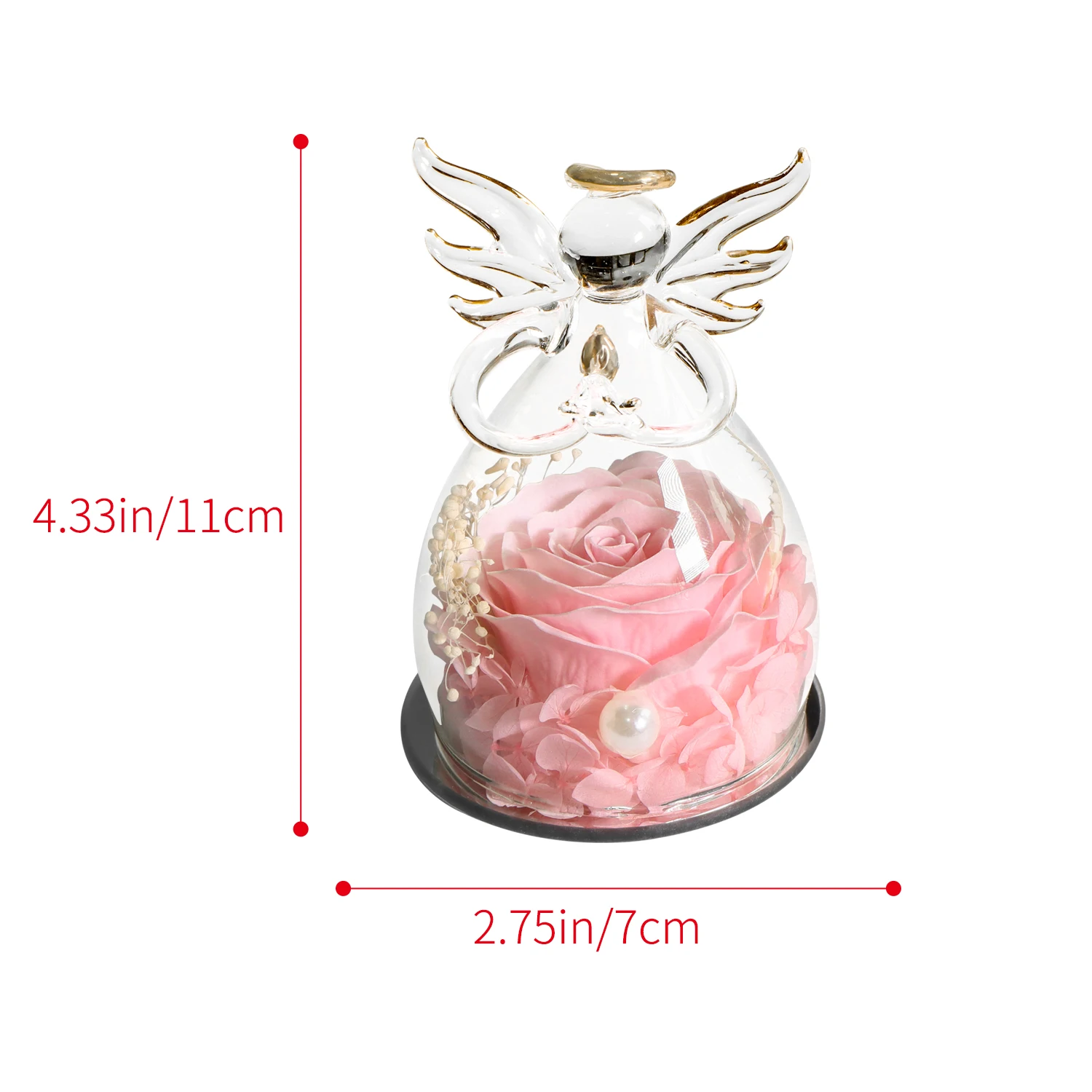 Valentines Day Gift Angel Preserved Soap Rose Artificial Flowers In Angel Dome Glass Gift For Women and Girls