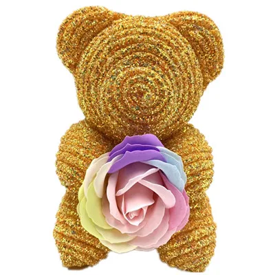 
Factory wholesale foam rose teddy bear valentine Christmas gift crystal diamond bear 