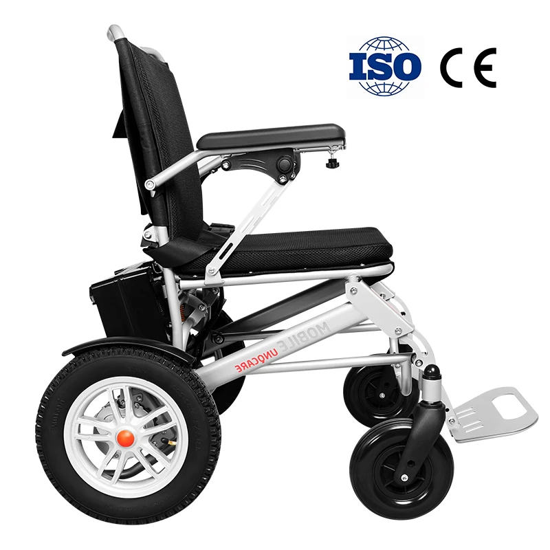 High Quality Directly Foldable Aluminium Alloy Electromagnetic Brake Power Electric Wheelchair For Disabled Use