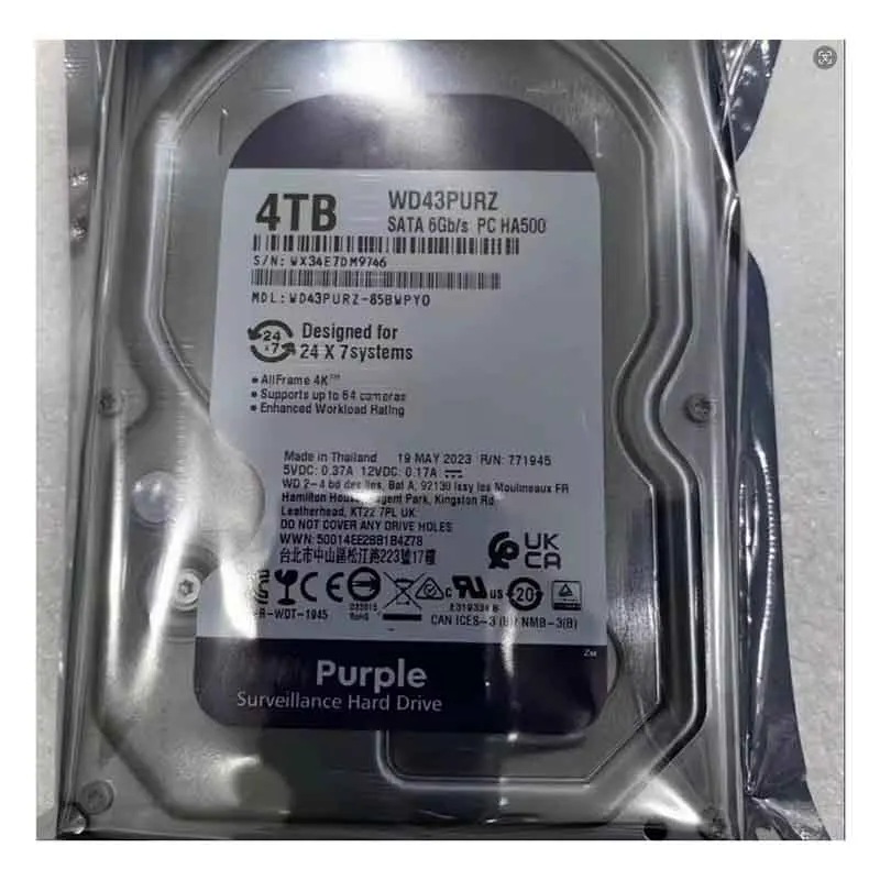WD60PURX Original HDD Hard Disk 6TB For CCTV Camera Security WD10PURZ WD40PURZ WD10PURZ WD10EZEX WD42PURZ  WD43PURZ