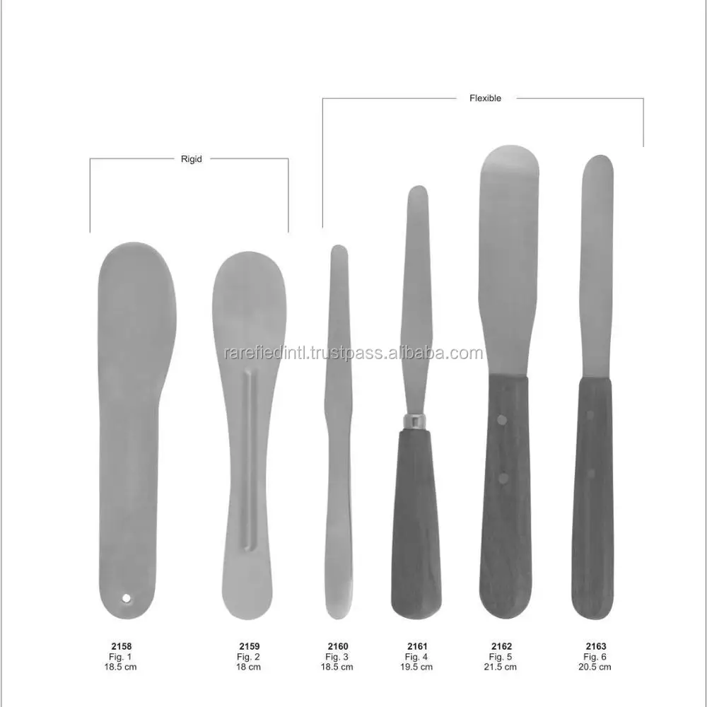 Professional Dental Consumables Wooden Handle Stainless Steel Plaster Spatula for Mixing Wax Cement in Lab