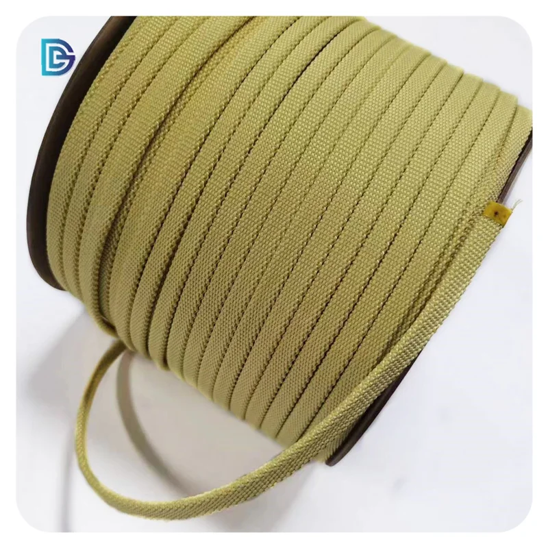 High Temperature Resistant 3mm Aramid rope Cut Resistant Yellow Hollow Braided 12 Strands Aramid Fiber Rope Kevlar