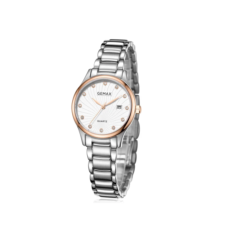 Luxury moissanite diamond gift set watch high quality stainless steel rose gold watch dress watch for lady