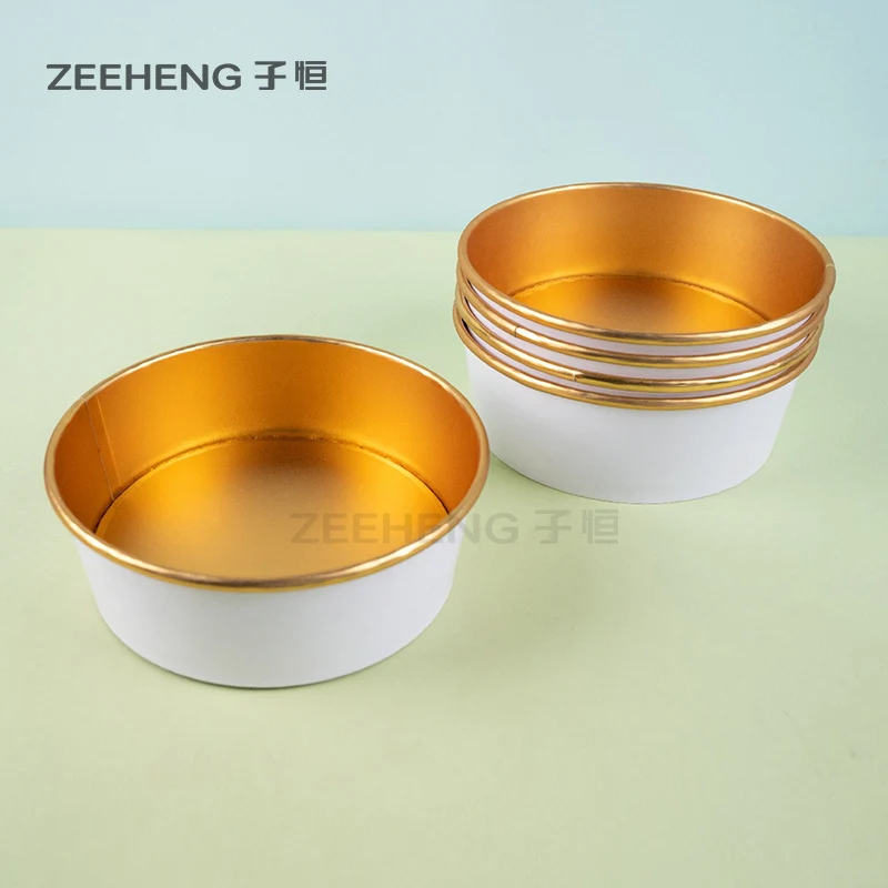 Food grade logo printed gold foil salad bowl takeaway soup cup