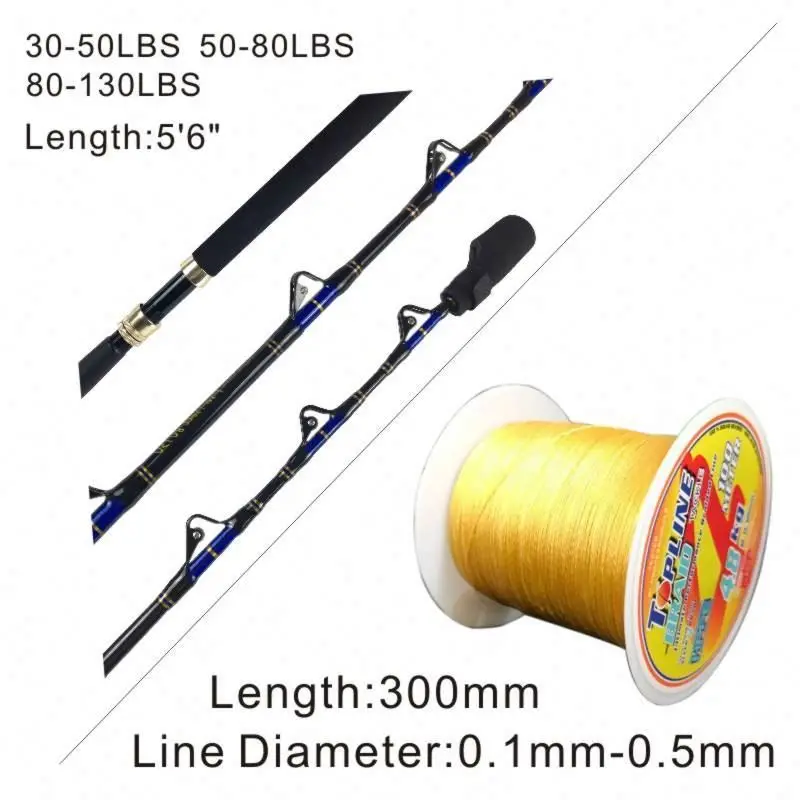 Heavy Boat Fishing Trolling Rod For Straight Nylon Butt Roller Guide Deep Sea Tuna Offshore Boat