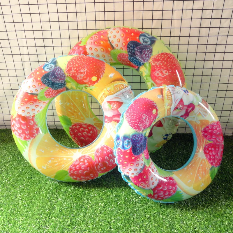 Factory Custom ECO PVC 60/70/80/90/120cm Watermelon Fruit Cartoon Baby Swim Tubes Arm Rings Float Kids Inflatable Swimming Ring