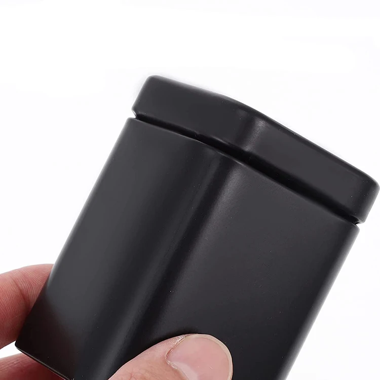 Bulk Black Color Empty Tea Candy Storage Box Small Square Tin Containers