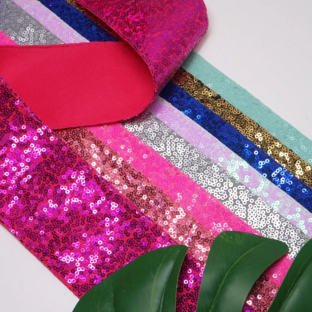 75mm Glitter Sequin fabric Ribbon for Hair Bows Headband Customize 25 yards Ribbons Yards Roll Wholesale DIY
