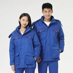 Thicken Winter Work Clothes Men Lively Cotton-Padded Jacket Cold-Proof  Labor Insurance With Removable Inner Liner