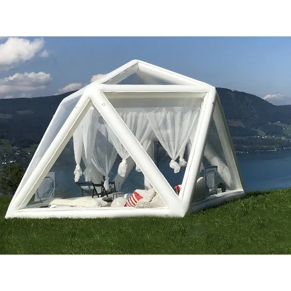 5x4m outdoor portable clear pvc inflatable camping tent with airtight frame for family tours or camps