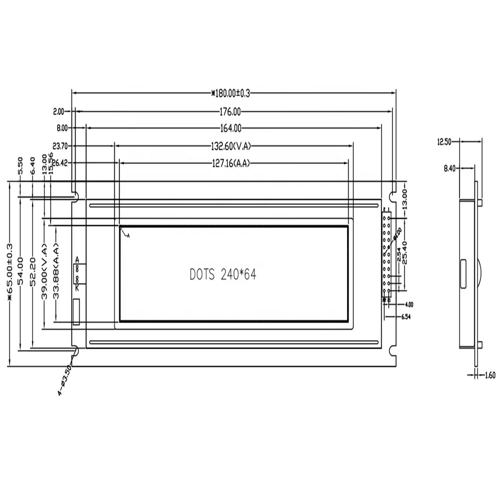 TCC LCD industrial cob graphic module T6963 controller panel 22 pin  stn lcd 240x64 display