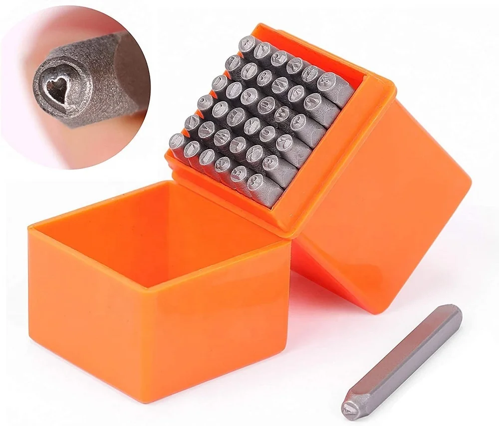  37-Piece Number & Capital Letter Stamp Set 3mm Metal alphabet punches hand