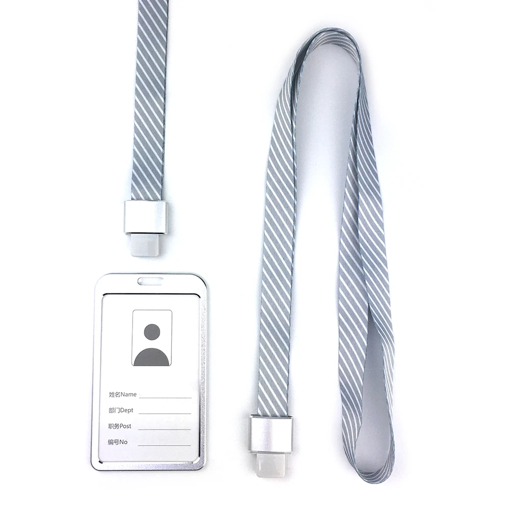 Держатель для удостоверения личности из алюминиевого сплава значки и держатель именных знаков с вертикальным шнурком полиэстера на заказ