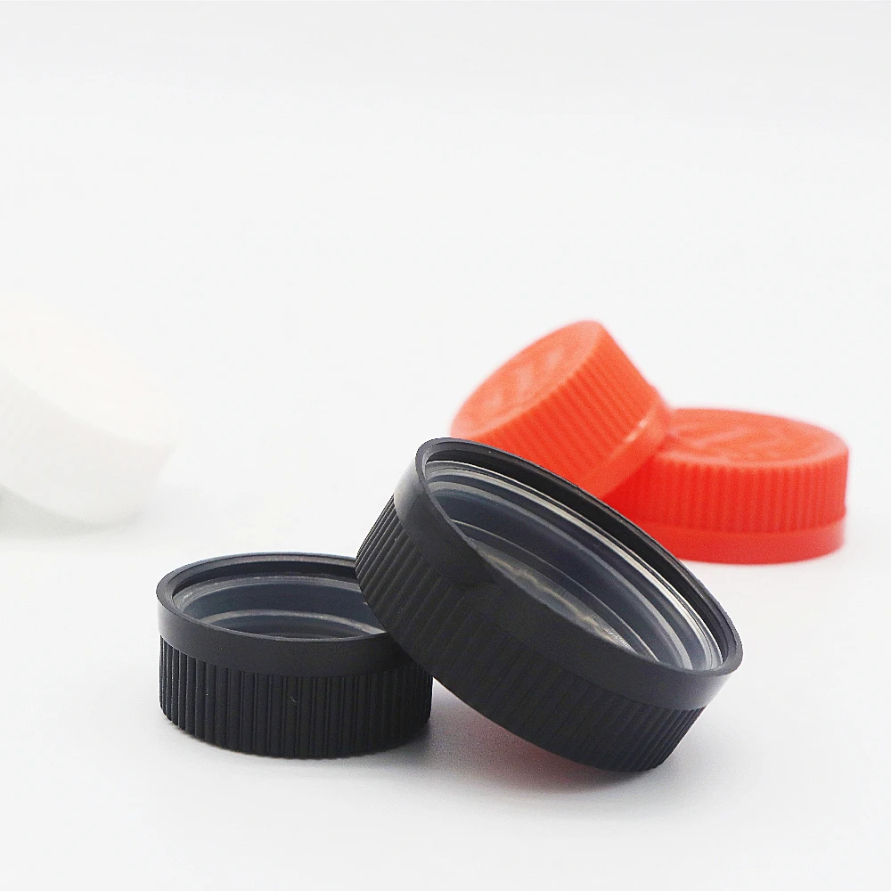 20 24 28 32 38 Plastic CRC Safety Screw Bottle Caps Ribbed Lid Black Child Proof Cap Cover