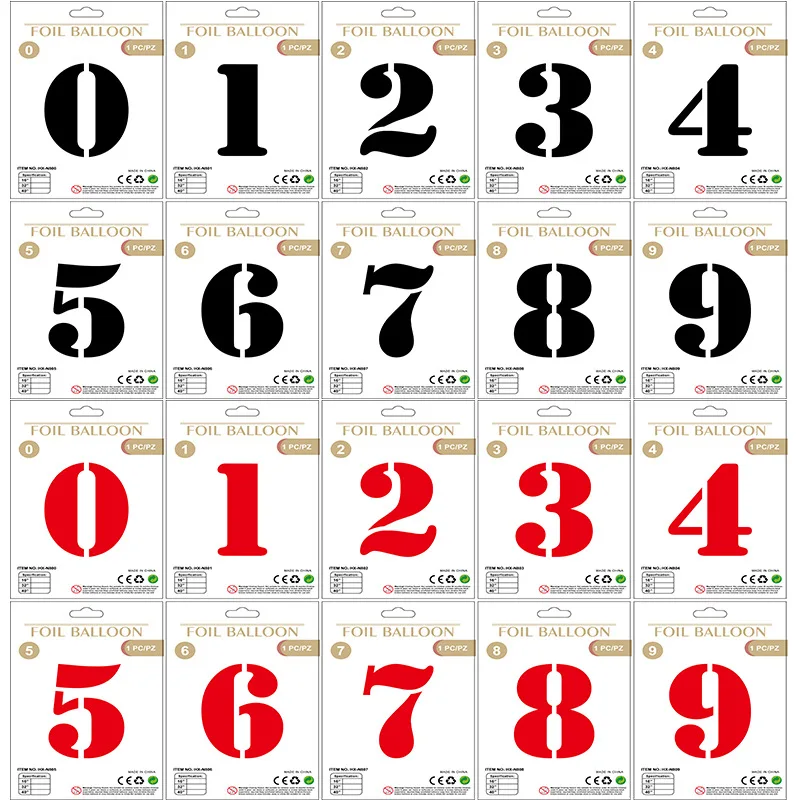 China Directly supplier 0-9 40 Inch Gold Number Foil Helium Balloons With Paper Card Individual Single Packaging