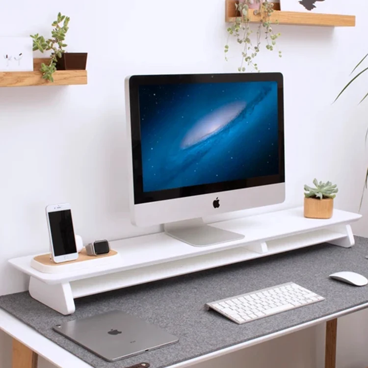 Best Selling Double Layer Wooden Display Riser Multifunctional Computer Bracket