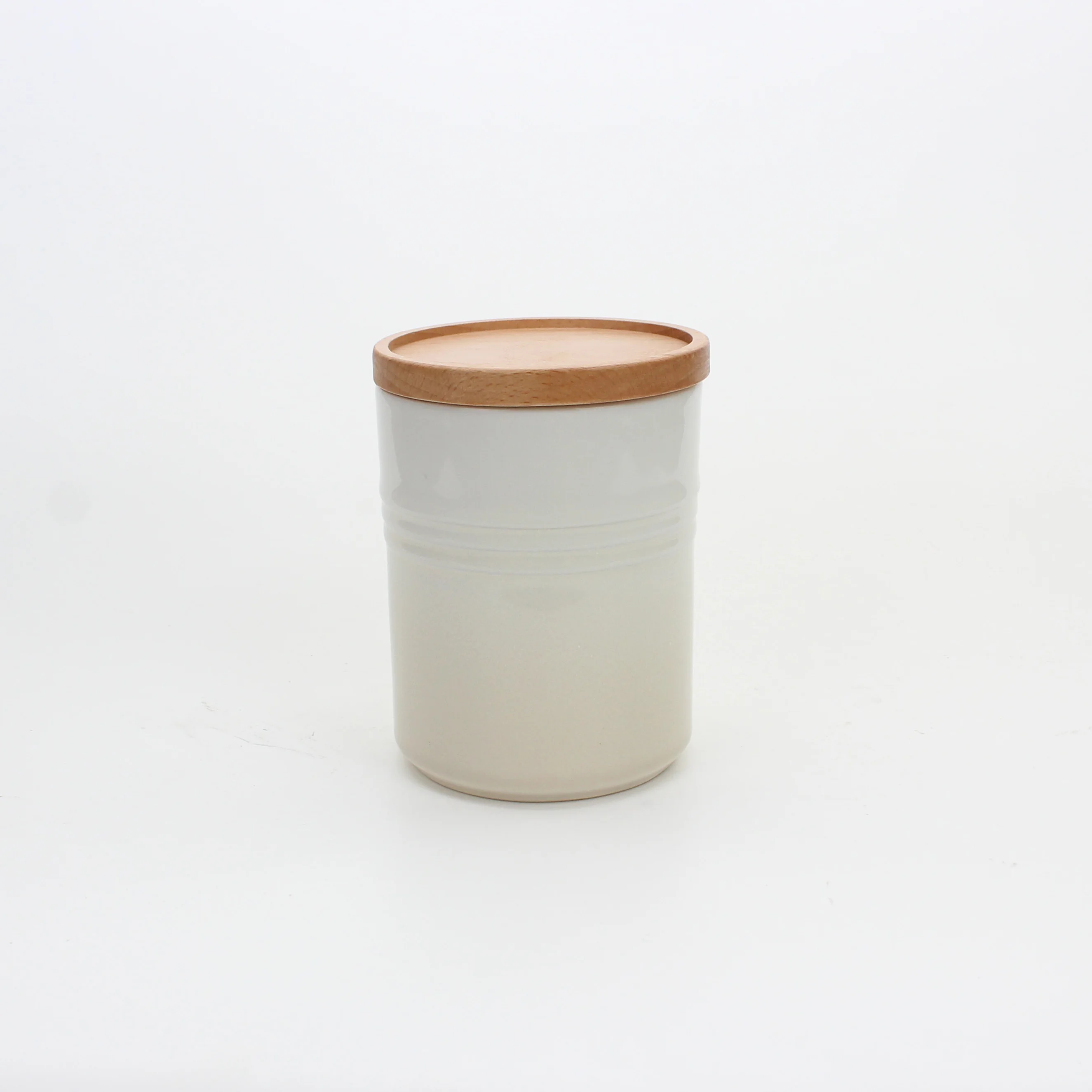 Ceramic Kitchen Storage Canisters with Wood Lid for Food Storage, Serve Coffee, Sugar, Tea, Spices