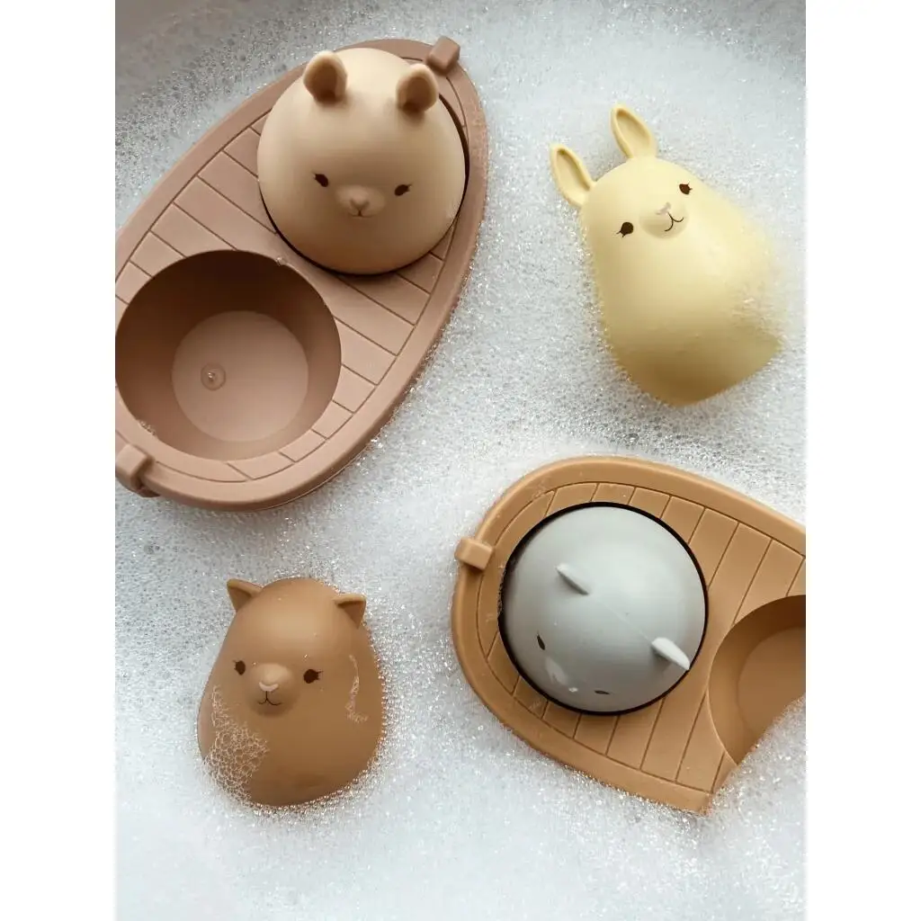 2022 Cutest Silicone Boat Toy baby cat rabbit pool bath water, Toddler Silicone boat toys