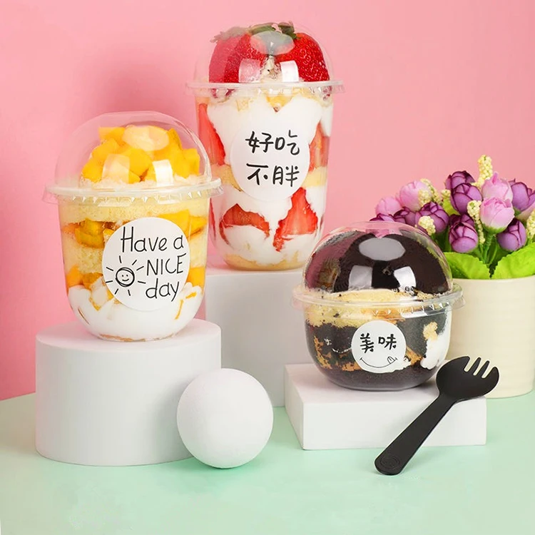 Disposable Plastic Cups Clear Transparent Food Container Jelly Pet Yogurt Cake Mousses Dessert
