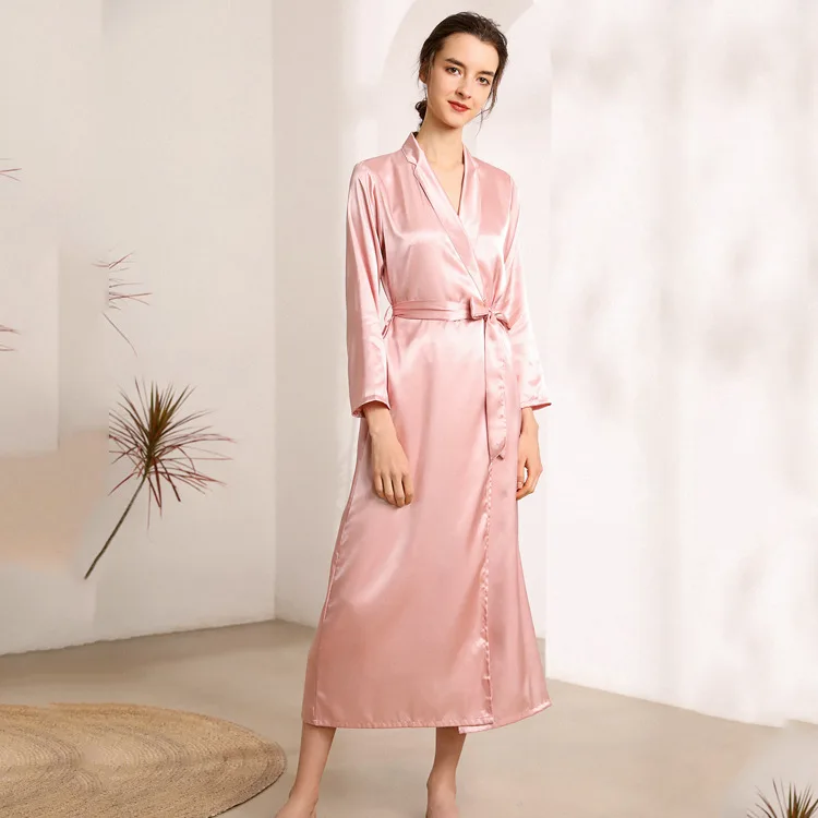Silk Robes Women Long Bath Robe Bridesmaid Bride Party Satin Robes Cardigan Top Outwear Solid Dressing Gown