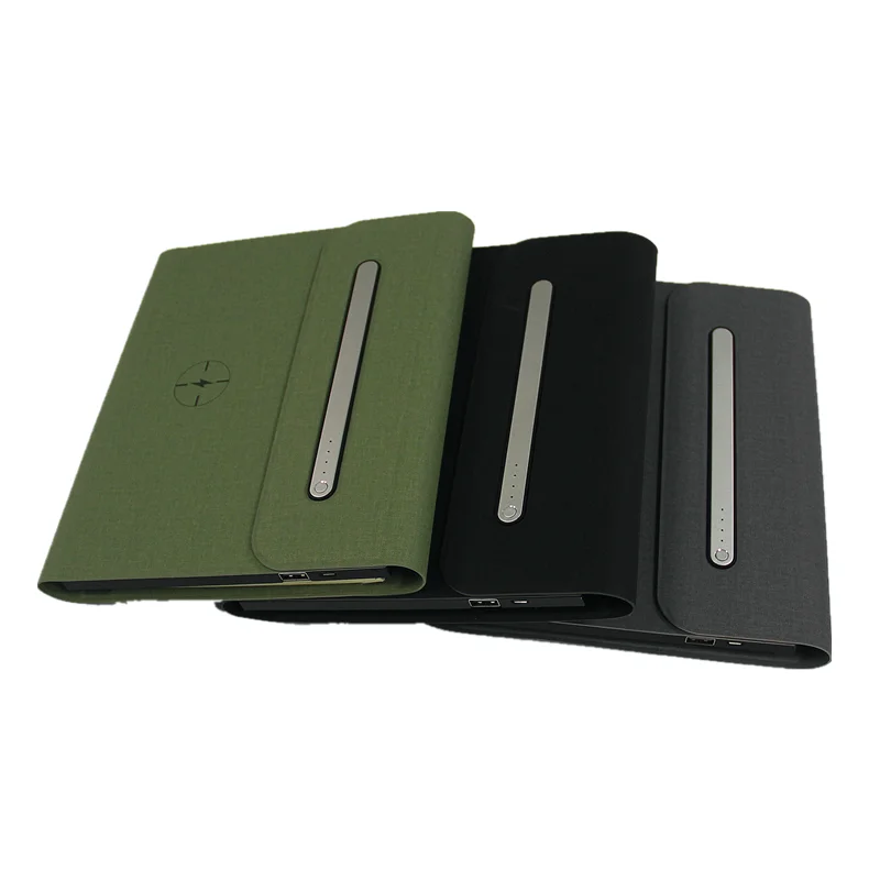 Leather custom with wireless charging small rechargeable reusable  notepad file folder