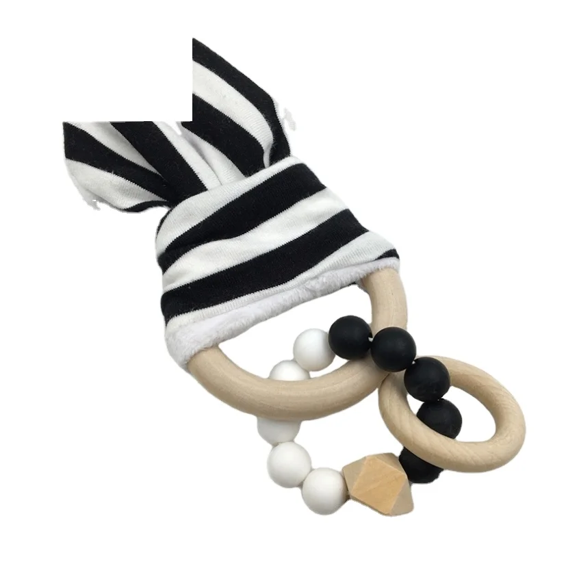 High quality wood material  Infant Toy Baby Teething  Organic Bunny Ear bunny teether