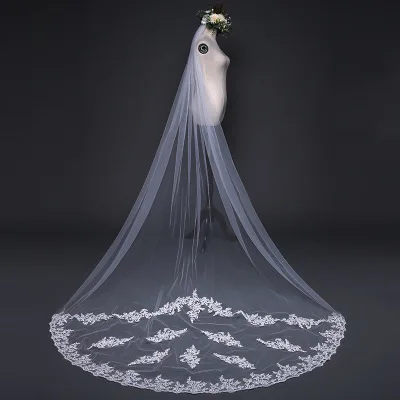 
2019 Bridal Accessories Veil Bride Use Wedding One Layer Soft Tulle Veil Creamy White Lace Bridal Veils 2019 