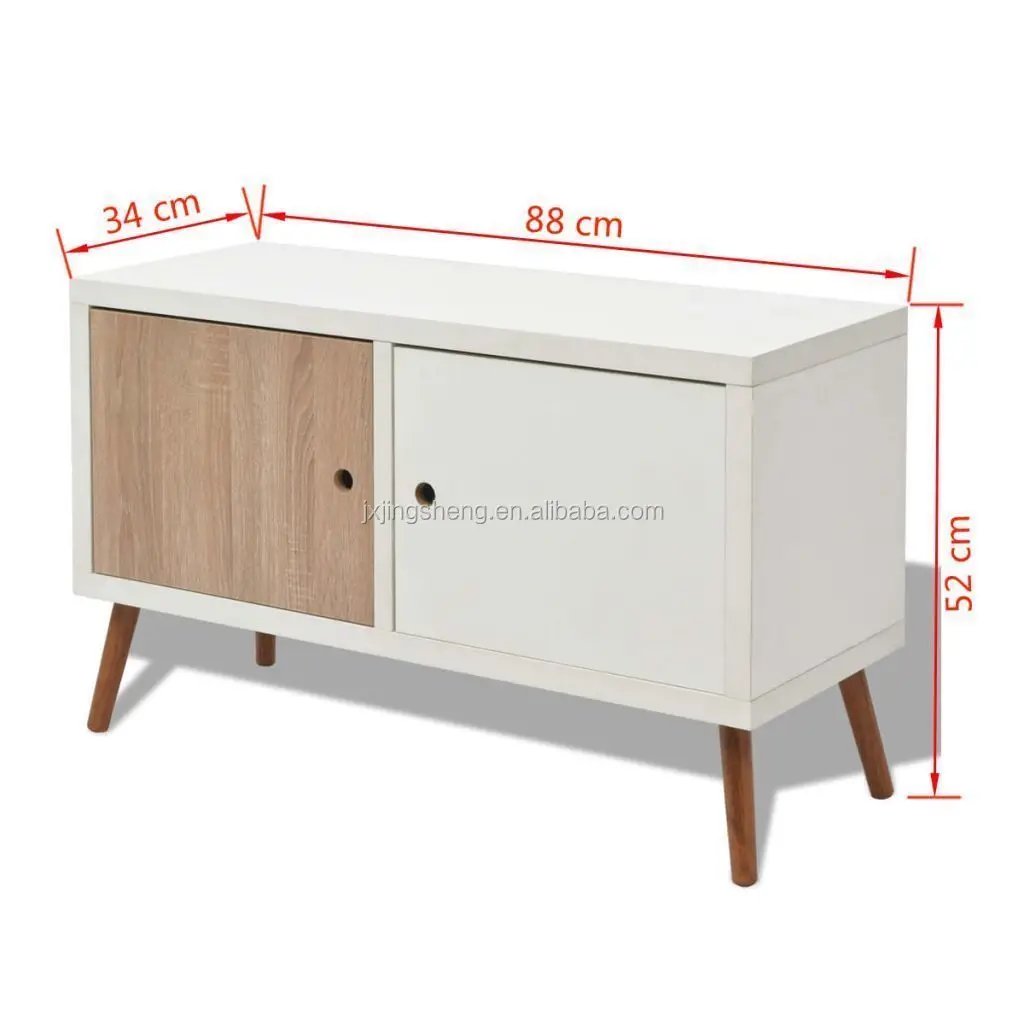 White Furniture Wood 2 Doors Media TV Stand Nordic Media Cabinet Storage Unit