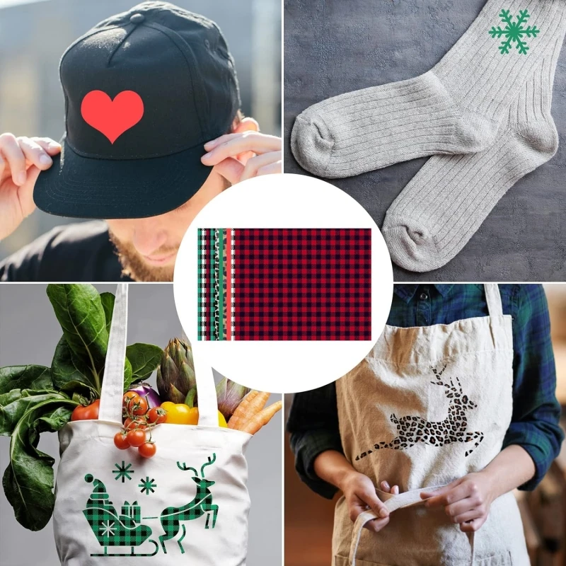 hot sale Christmas Heat Transfer Vinyl Bundle,Xmas Craft Vinyl Bundle for DIY Fabric T-Shirt Bag Hat Pillow Crafts 12 x 10'