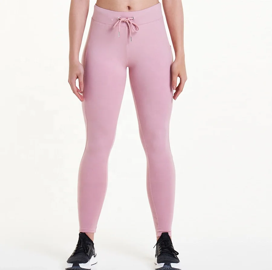 Wholesale Custom Womens Athletic High Waisted Spandex Drawstring Gym Leggings With Pocket