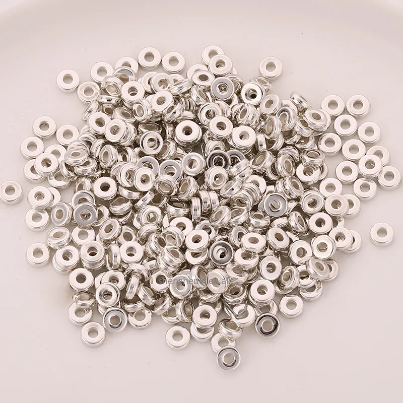 Beads plated KC Gold Sliver Round Ring Spacer Beads for Jewelry Making DIY Bracelet Necklace Accessories