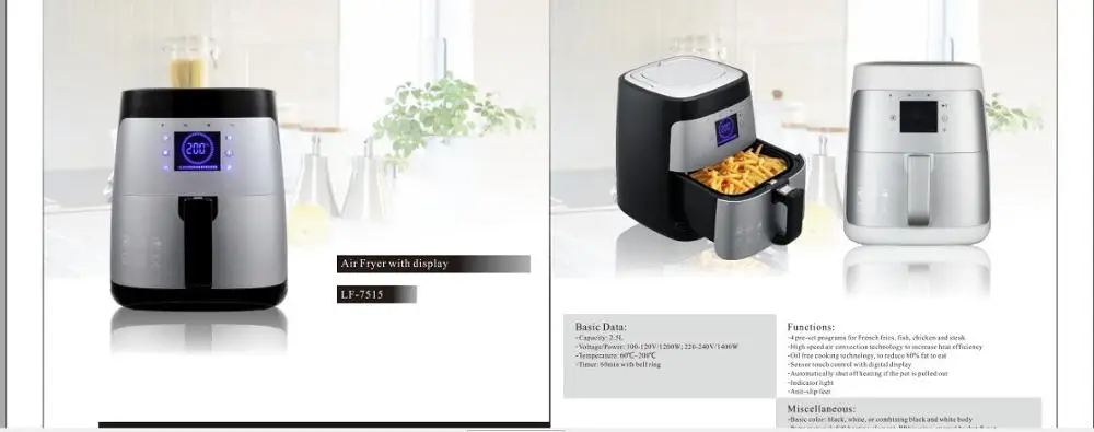 CB CE SAA PSE Digital 1400W 3.0L multi function no oil electric oven industrial air fryer custom factory supplier SKD CKD