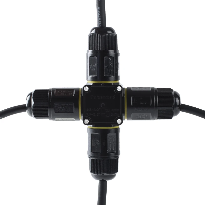 Greenway 3pin  X shape IP68 waterproof cable connector led push wire waterproof connectors IP68 for outdoor connection