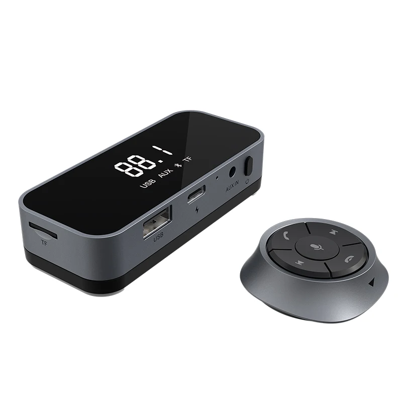 2022 New Design Dual-Mode Power Supply USB Type-C Fast Charging Auto Aux BT 5.0 Car Solar FM Transmitter Modulator