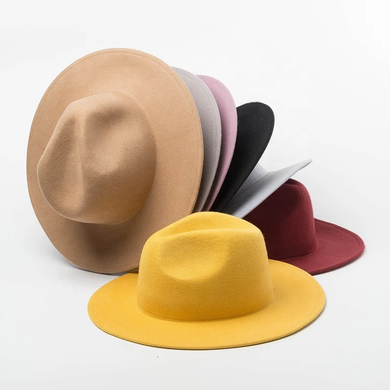 
Fedora Hat Panama Unisex Sombrero 100% Wool Felt 2020 Wholesale Vintage Custom Men Women Chapeau Panama Style Plain Dyed Adults 