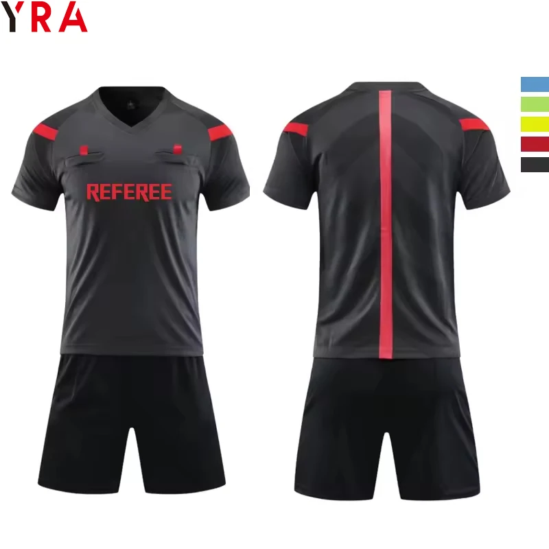 referee shirts set men wholesale  black red football kit blank soccer shirts custom  blank full  soccer jersey sets