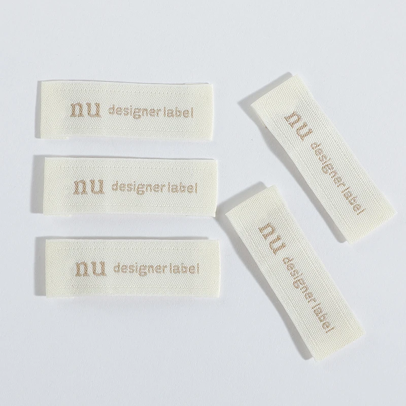 Low minimum clothing woven neck label  for garment Custom Brand Name Logo Tag High Density main label for clothing