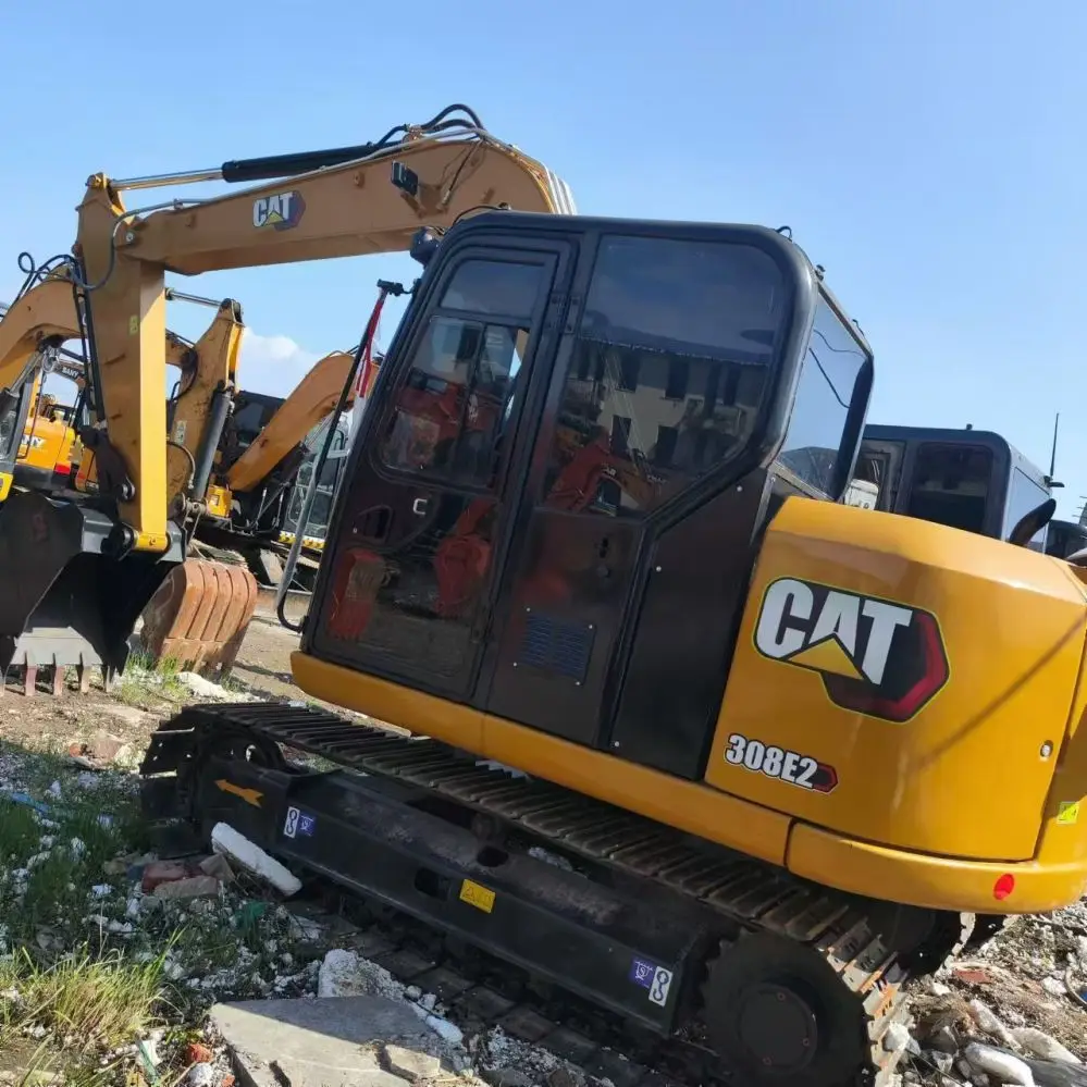 Гусеничный экскаватор CAT308 хорошее качество кошка 303 310 320 использованный с отбойной линией и резиновым гусеничным