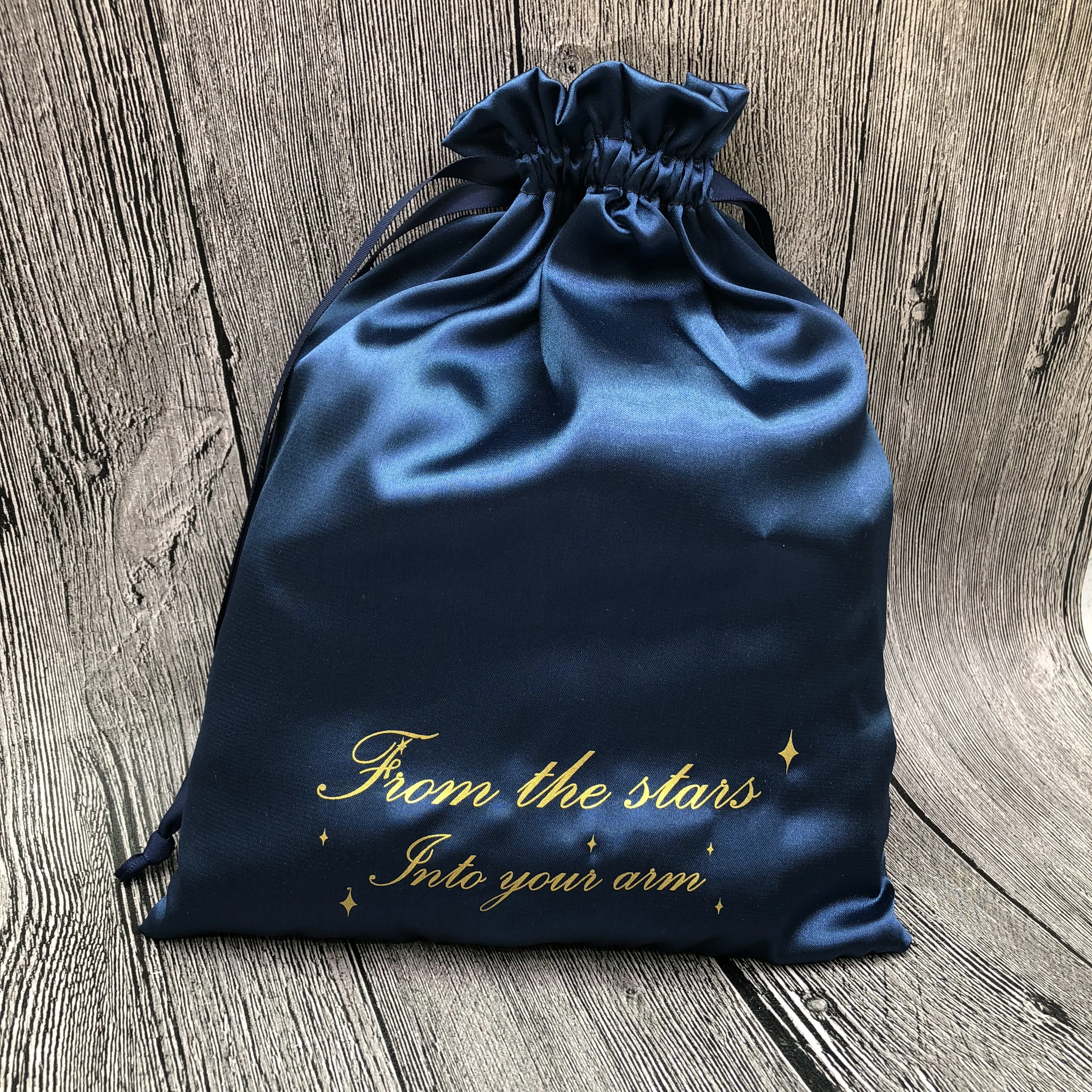 Luxury Custom Logo Drawstring Satin Dust Bag Hair Extensions Silk Satin Drawstring Dust Hair Bundle Packaging Bag