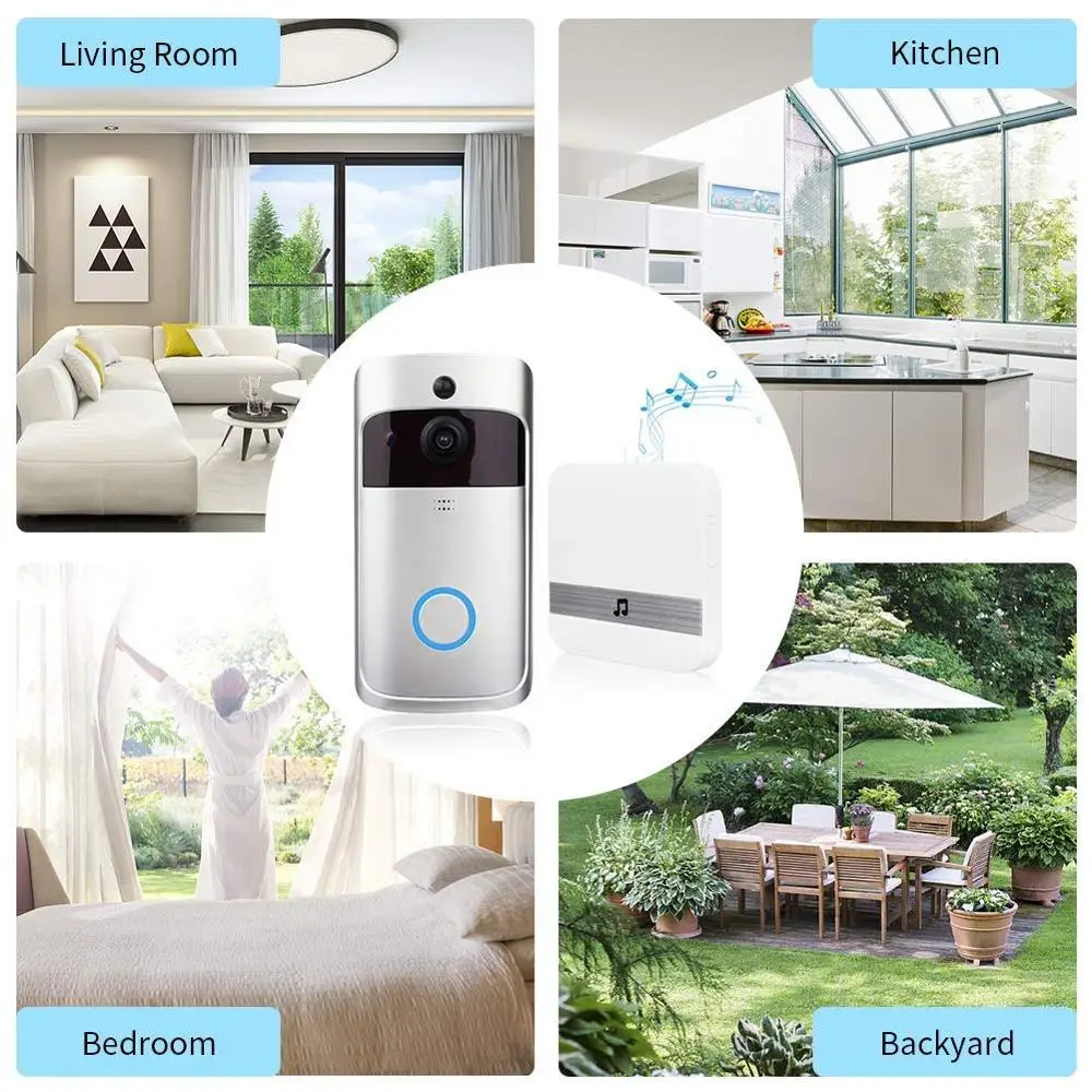 Многоквартирный умный беспроводной дверной звонок с Wi-Fi, камера 1080p, цифровой домофон, Видеозвонок для телефона, водонепроницаемый, настенный