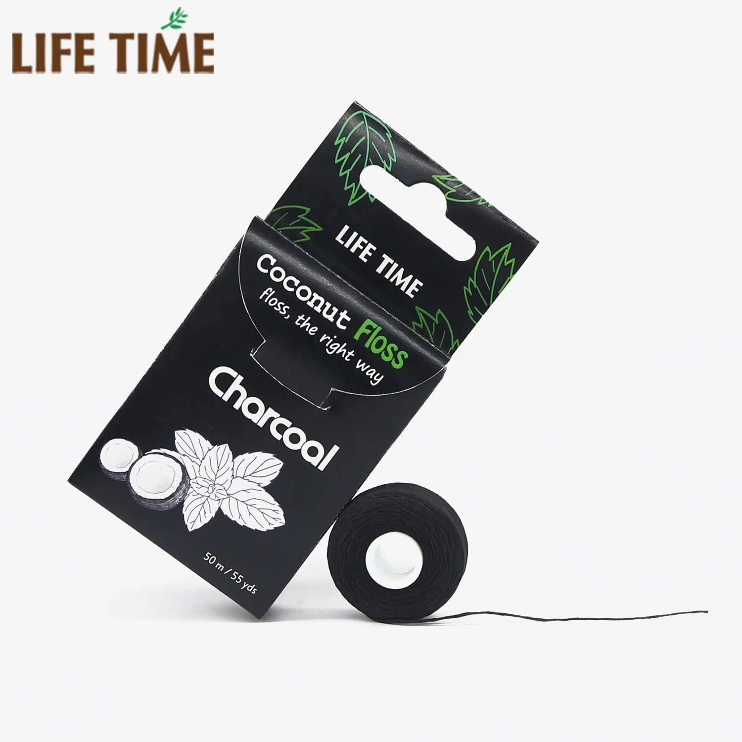 free sample bamboo charcoal cocofloss coated coconut eco friendly dental floss in vagan pack